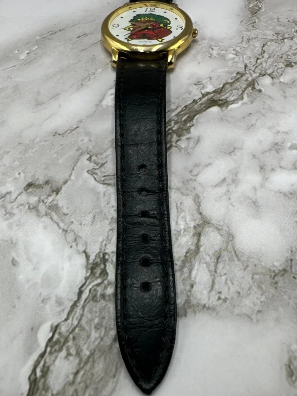 Vintage Christmas Watch Women Gold Tone Holly Bells Dial New Battery 9